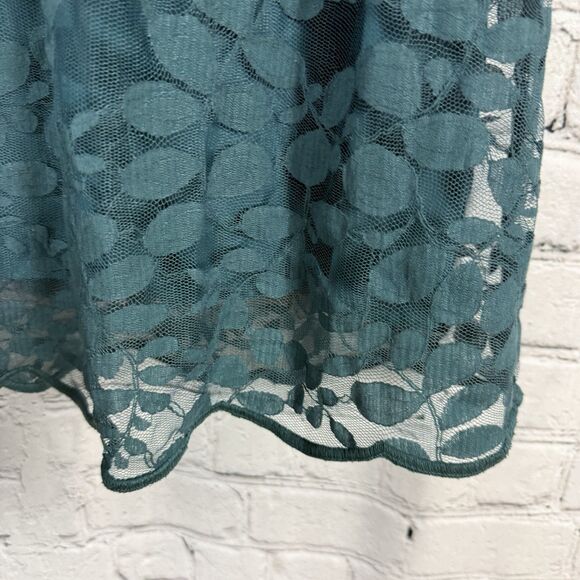 Garnet Hill Bohème Easy Lace Dress in Teal Green Bishop Sleeve 8 - Picture 11 of 15